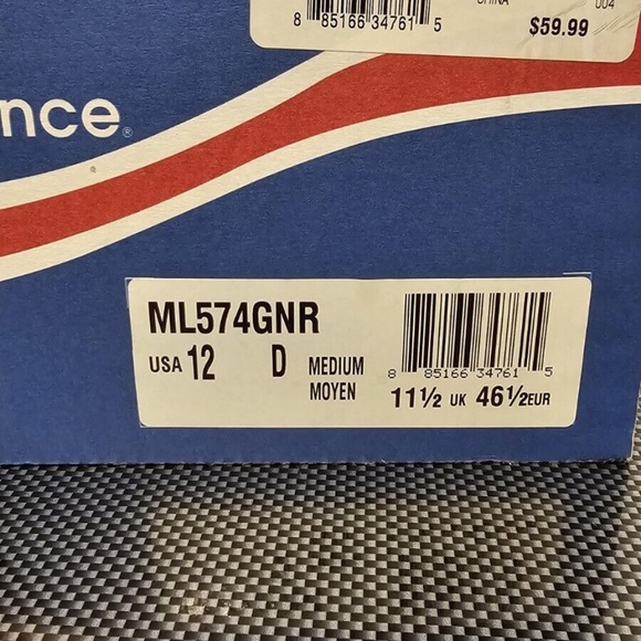 New, Sz-12 NEW BALANCE 574 BLACK / RED & GREY / RED - Picture 5 of 5